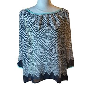 blu pepper Blue Sheer Blouse